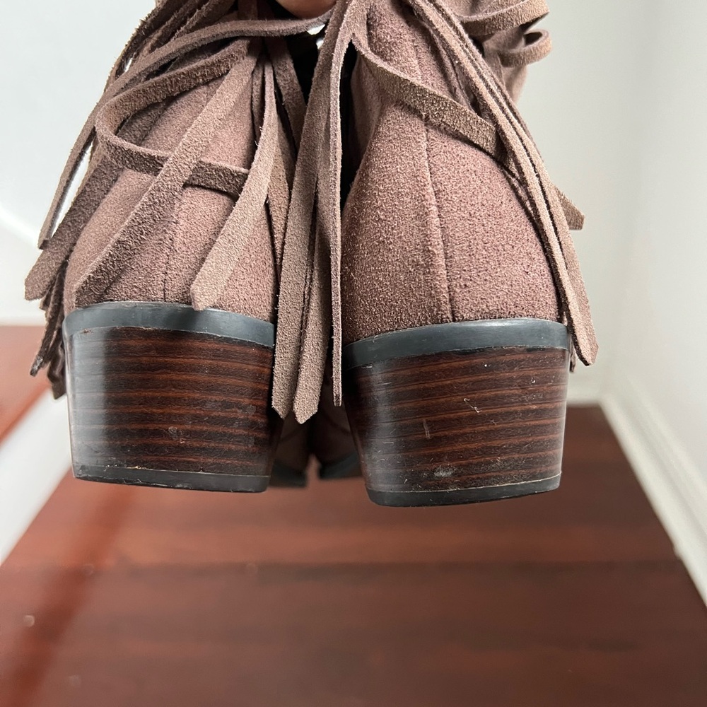 Steve Madden Suede Leather Fringe Patzee Ankle Boot | brown | 10M - Picture 7 of 13